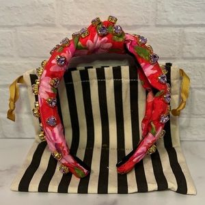LoveShackFancy x Lele Sadoughi Red Floral Headband with Crystals